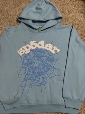 Spider Worldwide Web Sky Blue Hoodie | Size Large